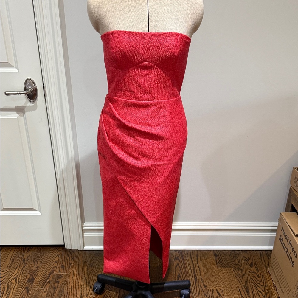 Manning Cartell Heart's Desire Strapless Midi Dress Elegant Red Holiday US 6